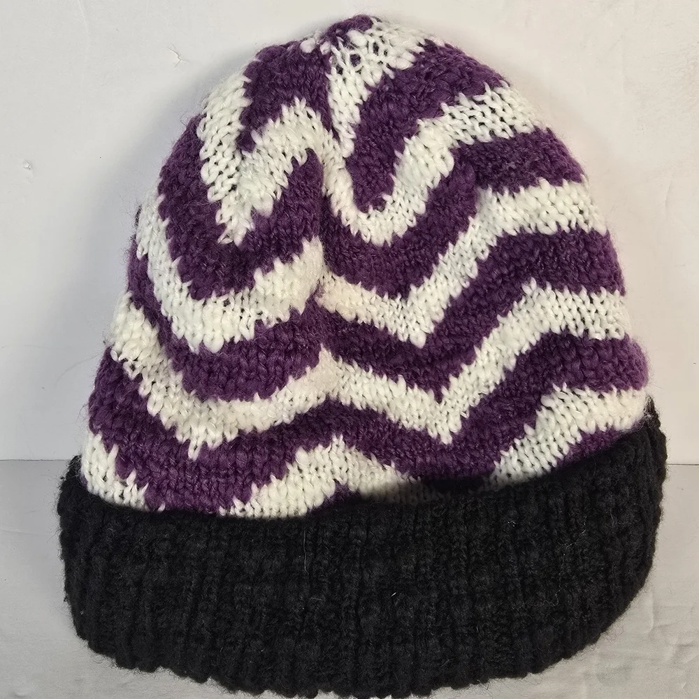Marmot Women's Chevron Knit Beanie - Purple, White, and Black One Size